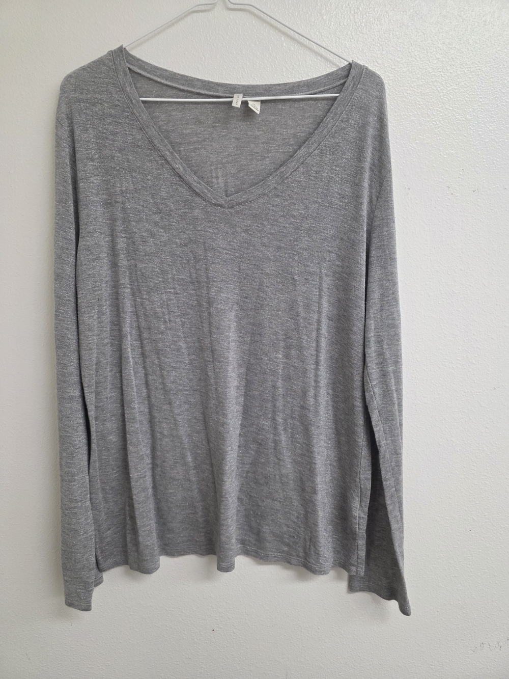 Cato Heather Gray V-Neck Long Sleeve Top (0644)